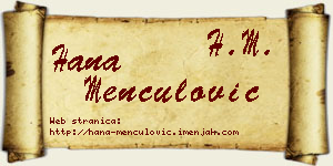 Hana Menčulović vizit kartica